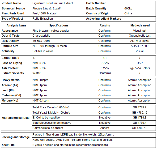 Extracto de fruta de Ligustrum