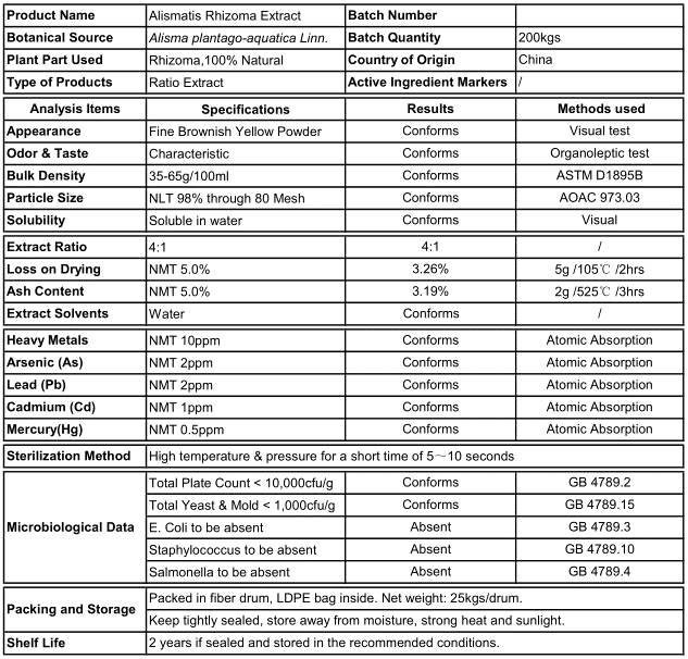 Extracto de rizoma de Alismatis